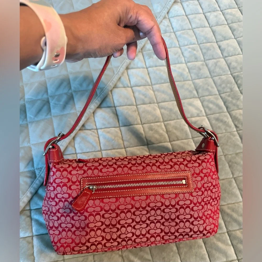 Vintage Coach Pink Signature Jacquard Shoulder Clutch